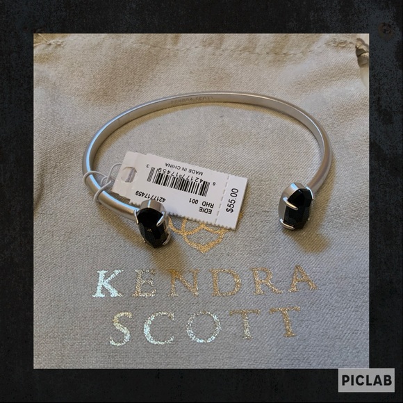 Kendra Scott Jewelry - Kendra Scott Edie Cuff Bracelet- NWT - Rhodium & Black Opaque Glass